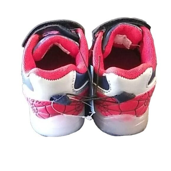 Marvel Spider-Man Kids  Red Blue Hook & Loop Strap Light-Up Sneakers Size 7 - Picture 7 of 9